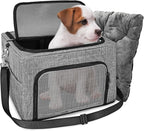 Dog Booster Car Seat, Reinforce Metal Frame Safe Pet Car Seat with Seatbelt & Waterproof Pee Pad & Top Cover | Portable Collapsible Puppy Carrier Bag | for Small Dogs Cats (with Soft Pad)