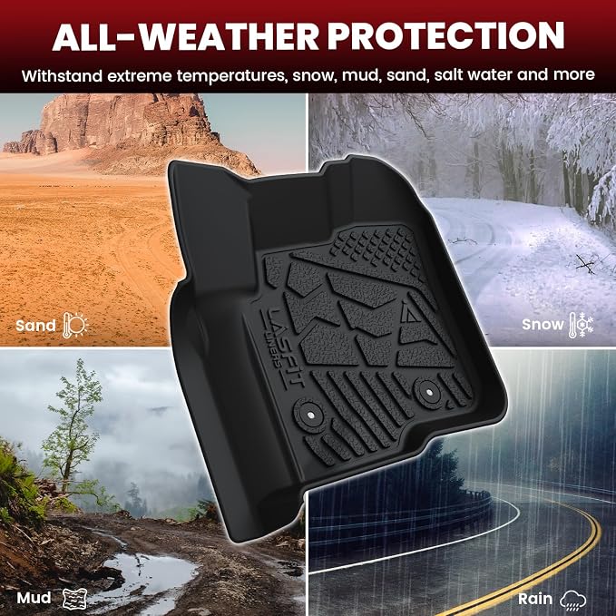 Floor Mats for Ford F250 F350 2012-2016 Super Duty Crew Cab Without Manual Transfer Case Shifter All Weather Protector TPE Car Carpet Floor Liners, 1st & 2nd Rows, 3pc Black