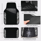 Bling Zebra Car Mats Rhinestones Diamond Waterproof Floor Mat Crystal Sparkly Shining Glitter Carpet Anti-Slip PVC Heel Pad, Universal Fit Automotive SUV,Sedan,4pcs Girly Women, Zebra Diamond