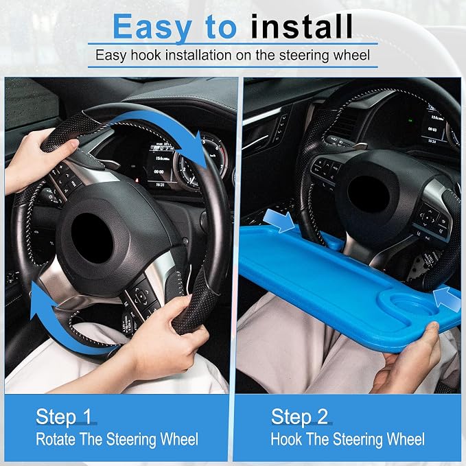 Car Steering Wheel Desk, Travel Car Accessories, Car Stand Trays for Eating, Multipurpose Car Steering Wheel Desk Tray Table(Blue)