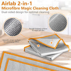 Airlab Glass Polishing Cloth Streak Free Miracle Cleaning Cloth Lint Free Microfiber Cleaning Rags for Glasses Kitchen Dish Mirrors Easy Clean, Pack of 6, 12" x 12", Sliver-Orange