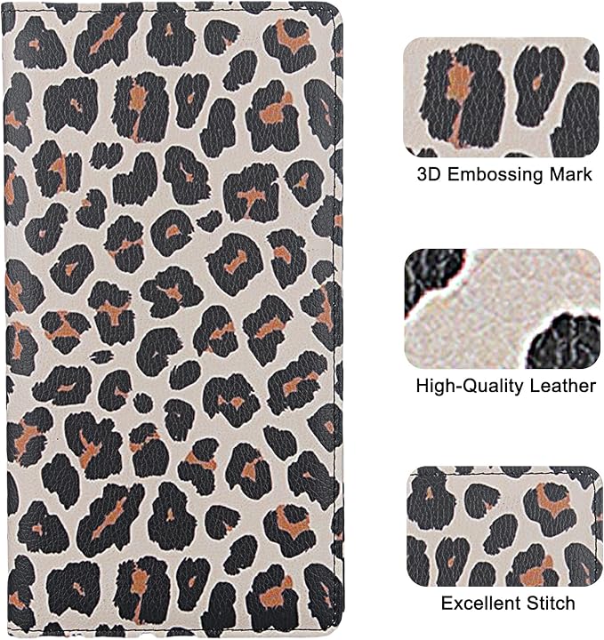 Premium Car Registration & Insurance Card Holder with Magnetic Shut, Vehicle Glove Box Car Organizer - For Documents, Cards, License (Leopard A)