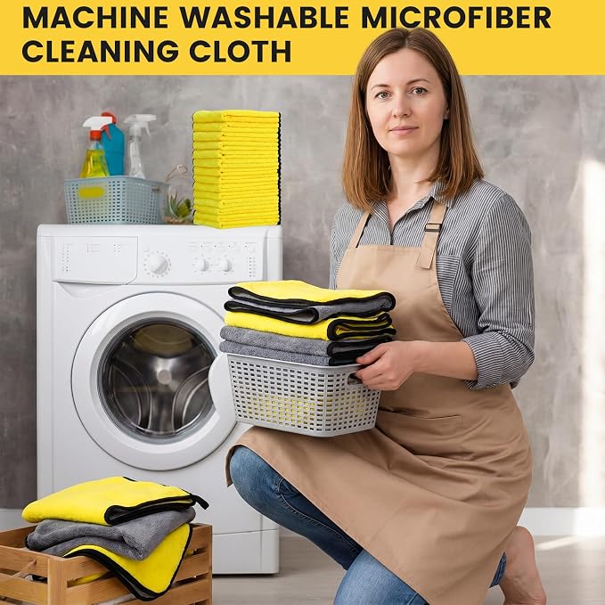 80 Pcs Microfiber Towels:16"x16" Microfiber Drying Towels Bulk Micro Fiber Car Cleaning Cloth for Cars Drying Washing Polishing Office Windows Cleaning Household Supplies (Gray,Yellow)
