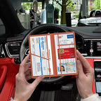 Car Registration and Insurance Card Holder, Vehicle License Document Glove Box Compartment Organizer, Interior Car Accessories for Women Men (Brown)