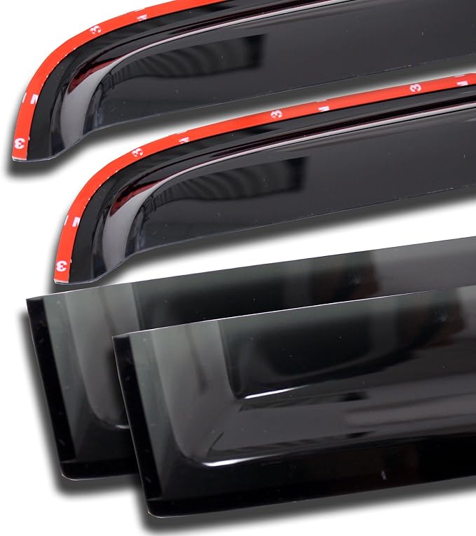 WV-991 Outside Mount Window Visor Deflector Rain Guard Dark Smoke 4 Pcs