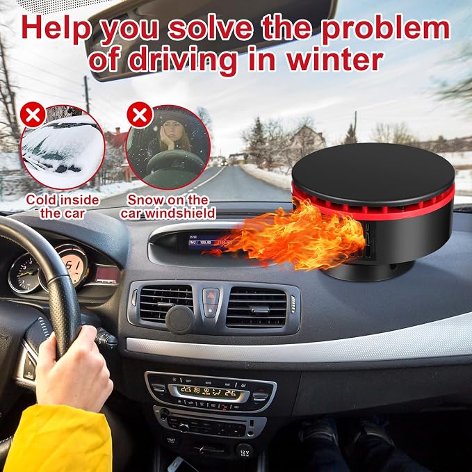3 Pcs Portable Car Heater 12v Vehicle Heaters 2 in 1 150w Plug in Cigarette Lighter Windscreen Defogger Defroster 360° Fast Heating Cooling Fan Air Circulator for Winter Suv Rv(Red)