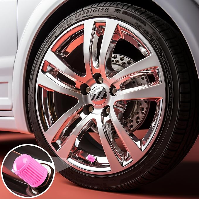 30PCS Tire Valve Stem Caps, Corrosion Resistant, with O Rubber Ring, Airtight Seal Heavy Duty Dustproof Tire Valve Stem Covers for Cars, SUV, Trucks, Bikes, Motorcycles, Bicycles(Pink)