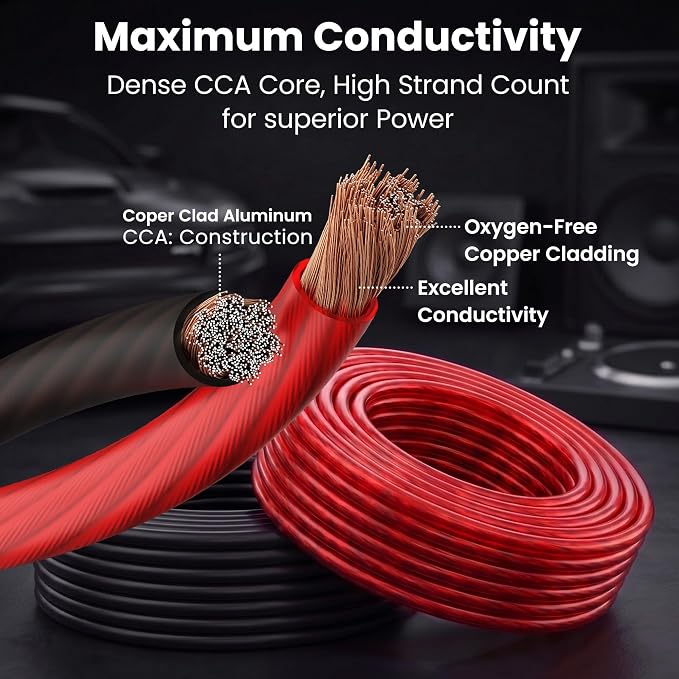 4 Gauge Wire 50 ft Each Black/Red Set, 4 AWG Battery Cable CCA, 4 Gauge Power Ground Wire for Car Audio Amp, Automotive, RV, Trailer