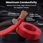 8 Gauge Wire (50ft Each- Black/Red Translucent) Copper Clad Aluminum CCA - Primary Automotive Wire Power/Ground, Battery Cable, Car Audio Speaker, RV Trailer, Amp, Electrical 8ga AWG 50 Feet