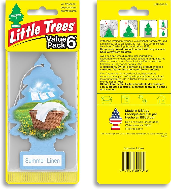 Car Air Freshener | Hanging Tree Provides Long Lasting Scent for Auto and Home | 24 Air Fresheners |Summer Linen