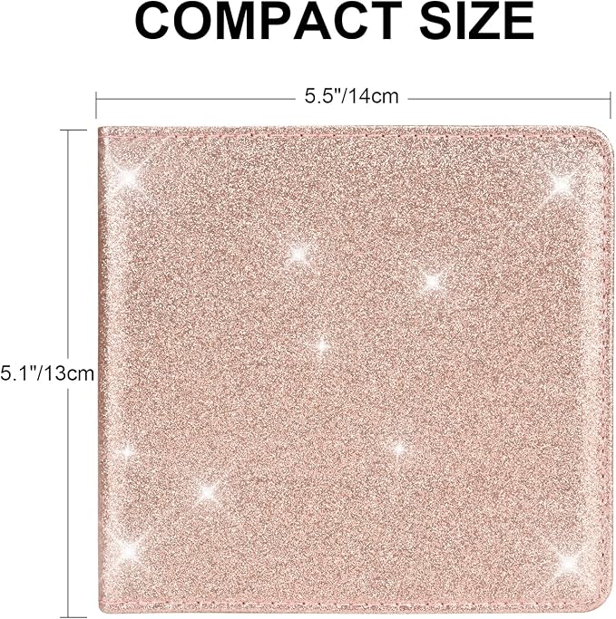 Car Registration and Insurance Holder, Vehicle Glove Box Car Organizer Men Women Wallet Accessories Case for Cards, Essential Document, Driver License, Bling Rose Gold