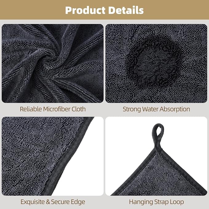 Shiny Wipes Shower Cleaning Cloth - 5 Pack 24 x 36 inch Ultra Absorbent Car Drying Towel, Shiny Wipes Drying Towel Microfiber Cleaning Cloth for Car, Bath & Househood