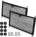 Universal Mesh Cargo Net for Car Trunk Storage,2 Pack Elastic Small Cargo Net Pocket Organizer Pouch Bag,Stretchable Automotive Cargo Nets with 8 Pieces Mounting Screws and Hooks for RV,SUV,Boats,Home