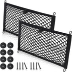 Universal Mesh Cargo Net for Car Trunk Storage,2 Pack Elastic Small Cargo Net Pocket Organizer Pouch Bag,Stretchable Automotive Cargo Nets with 8 Pieces Mounting Screws and Hooks for RV,SUV,Boats,Home