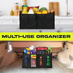 Car Trunk Organizer, Collapsible Two Compartment Organizer, Foldable SUV & Truck Storage for Car Accessories for Women Men, Non Slip Bottom, Sturdy Side Walls, Strong Handles, 45L