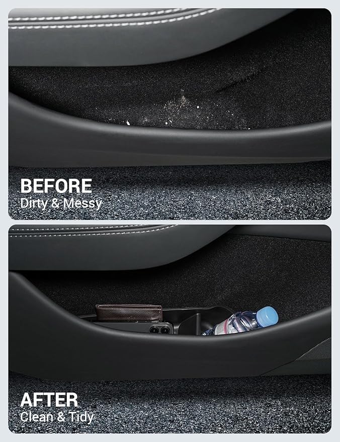 2026 Tesla Model Y Juniper & Model Y L Door Side Storage Box Door Pocket Liner Side Organizer Tray Waterproof TPE Front & Rear Model Y Juniper (Standard/Premium/Performance 2025/2026)