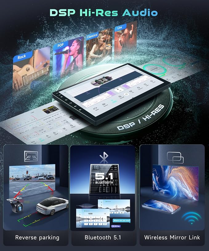 5/6GhzWiFi 8 Core 4G+64G for Toyota Matrix 2009-2014 Car Stereo with Android 15 Radio 9 Inch IPS Touchscreen Carplay/Android Auto /5.0Bluetooth/GPS FM/RDS AHD Backup Camera