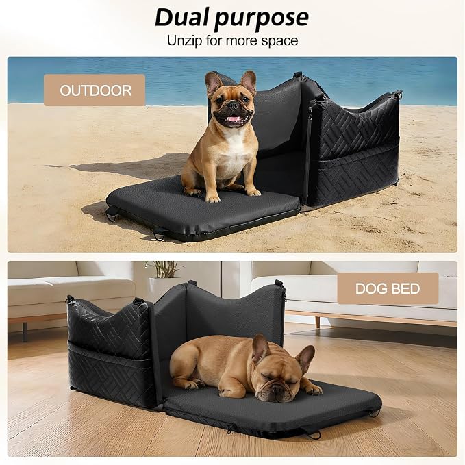 Dog Car Seats for Small Medium Dogs Under 35lbs, Waterproof PU Leather Dog Booster Seat with Detachable Cover, Thickened Memory Foam Pet Car Seat with Safety Belt and Storage Pockets