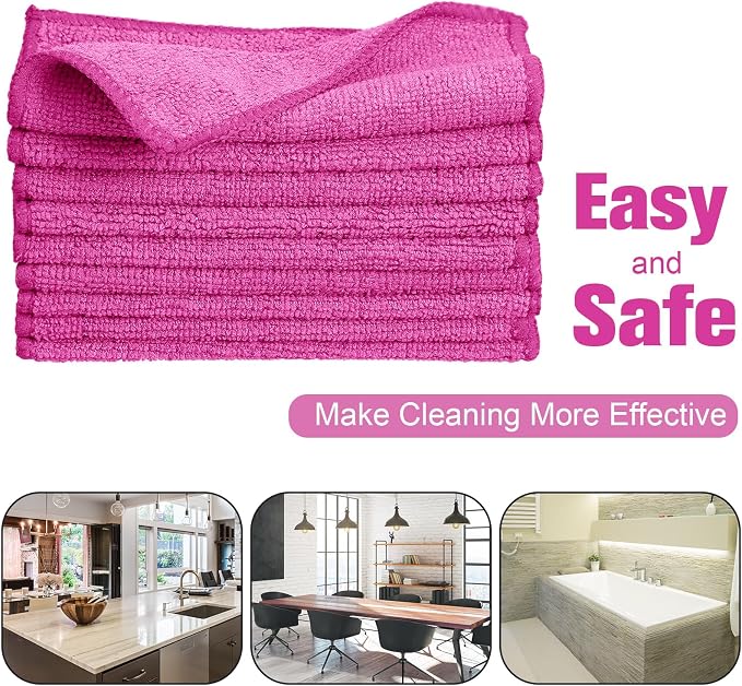 Cleaning Cloth Dry Erase Cloth Cleaning Rags Reasonable Kitchen Towels Microfiber Towels Cars Wash(6 x 6 Inch,Pink,30 Pcs)