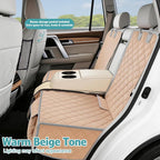 Dog Car Seat Cover for Back Seat,Armrest Compatible, Waterproof Backseat Protector, Nonslip Rear Seat Cover for Dogs & Kids, Universal Size Fits Cars Trucks SUVs (Beige)
