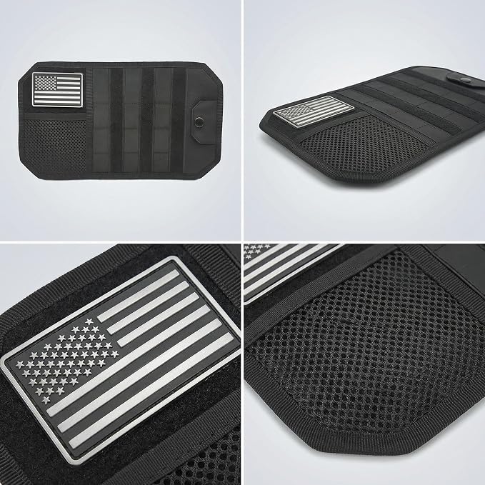 Visor Organizer, Car Sun Visor Organizer for Trucks & Auto, Tactical Molle Visor Panel with Large Capacity Storage, Keep Car Accessories Neat, Fits SUV Sedan Off-road Vehicles, Black,12.8x7x1.2 Inch