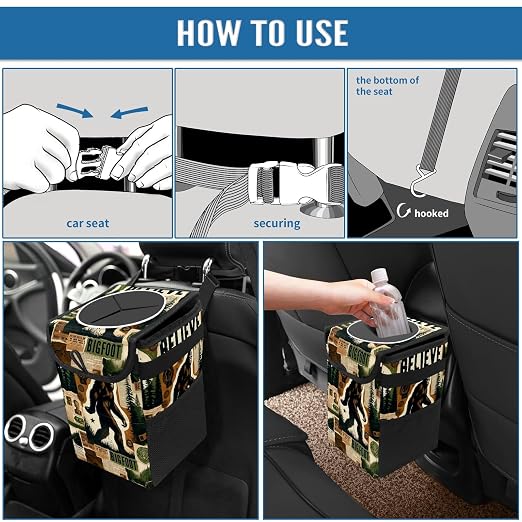 Bigfoot Car Trash Can with Lid Collapsible Reusable Waterproof Car Garage Bag,Automotive Garbage Can,Car Accessories Interior Car Organizer