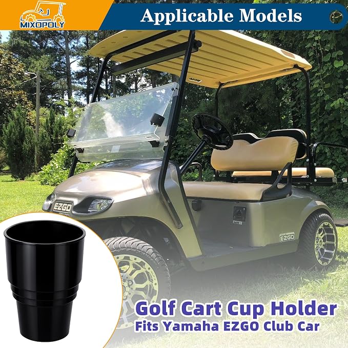 Golf Cart Cup Holder Insert Adapter Replacement fits Club Car EZGO Yamaha Golf Cart, for Placing and Securing 16.4 oz Portable Propane Gas Bottle or Drink Water Glass, (1Pcs, Black)
