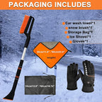 32 Inch Snow Brush - Aluminum Car Snow Scraper and Brush for Cars Windshield with Ergonomic Foam Grip for Snow Removal, Detachable Ice Scraper for Car