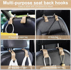 Car Seat Headrest Hook, Auto Seat Hook Hangers Storage Organizer Interior Accessories for Purse Coats Umbrellas Grocery Bags Handbag, 4-Pack