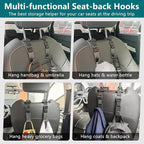 Headrest Hooks for Car Adjustable 4 Pack Vehicle Seat Back Organizer Storage Hanger Holder for Purse Bags Universal Fit with Clip Black