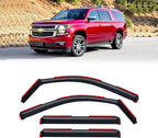 in-Channel Rain Guards for 2015-2020 Chevy Suburban, Window Visor Shields Vent Deflector Shade Wind Dark Smoke 2016 2017 2018 2019 15 16 17 18 19 20, Tape-On Inside-Mount, 4PCS