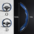 Carbon Fiber Steering Wheel Covers 3 Piece Clip on Steering Wheel Cover (Blue)