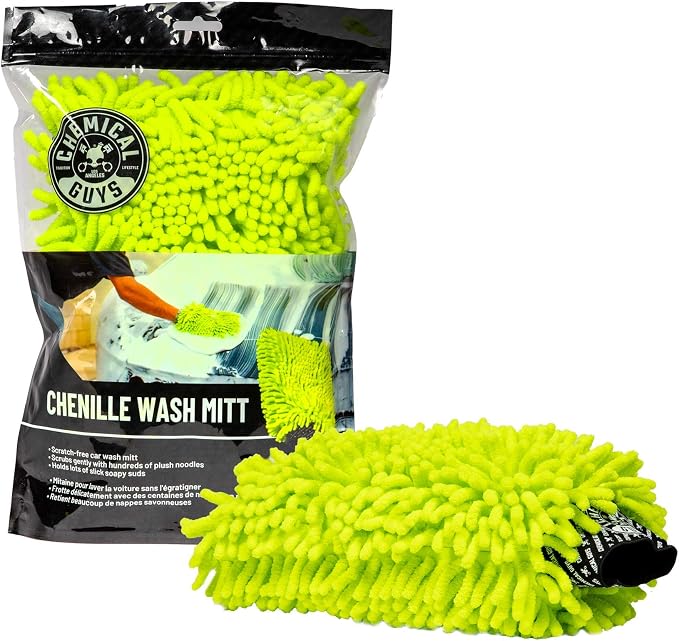 Chenille Premium Scratch-Free Microfiber Wash Mitt for Car Washing - Lime Green,Ultra-Soft Car Wash Glove,Swirl-Free Finish,Safe for Trucks,SUVs,Motorcycles,and More,(Pack of 12)