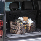 Car Trunk Organizer, Car Organizers and Storage Collapsible Multi Compartment Container Box, Adjustable Car Accessories for SUV Sedan Truck, Standard Size, Leopard print