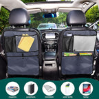 Navy Blue Car Seat Organizer for Kids Backseat Kick Mat with Adjustable Strap Seat Back Covers for SUV Vehicle Cars 2 Pcs