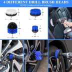 34Pcs Car Detailing Brush Set, Car Detailing Kit, Auto Detailing Drill Brush Set, Car Detailing Brushes, Car Wash Cleaning Tools Kit for Interior, Exterior, Wheels, Blue