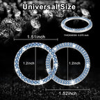 2 PCS Crystal Combinatorial Rhinestone Car Engine Start Decoration Ring, Push to Start Button Cover Sticker, Bling Car Interior Accessories for Women, Automotive Decals, Light Blue