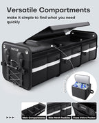 Trunk Organizer - 3-Compartment Car Organizer and Storage with Cooler Bag, Foldable Car Storage Organizer for SUV with Handles & Strap for Shopping, Picnic, 37.0" x 14.6" x 12.0", Black