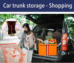 Trunk Organizer for Car, Waterproof Collapsible 3 Compartments Car Organizer, Foldable Storage for Car Accessories, Tools, Sundries for Women Men, Tote Bag (Orange, Standard)