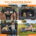 4 in 1 Dog Car Seat Cover for Back Seat, Waterproof Dog Hammock with Mesh Window and Side Flap Pet Car Seat Protector Dogs Backseat Cover for Full Size Trucks