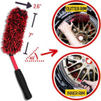 Angled Wheel Brush Kit 3 Pack- Angled Microfiber Wheel Brush, Wheel Barrel Brush, Detailing Brush Scratch Free Calipers Wool Spoke Brush Cleans Brake Dust from Barrels& Hard to Reach Areas