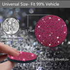 2pcs Bling Car Cup Holder Coaster, 2.75 inch Anti-Slip Shockproof Universal Fashion Car Coasters Insert Bling Crystal Rhinestone Automotive Interior Accessories for Women (2 pcs, Rose Red)