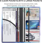 Premium Car Registration & Insurance Card Holder with Magnetic Shut, Vehicle Glove Box Car Organizer - For Documents, Cards, License (Marble)