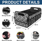 Trunk Organziers and Storage with Reinforced Handles,Car Accessories for Women/Men 50L Waterproof Polyester Trunk Organzier for Car/SUV/Minivan/Truck(Medium, Cow print)