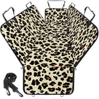 Waterproof Dog Car Seat Cover for Back Seat, Pet Hammock- S, Leopard/Black | Durable waterproof hammock with nonslip design & storage pockets. Protects seats from scratches, fits cars, SUVs & trucks.