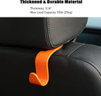 Car Seat Headrest Hook Universal Vehicle Seat Hook Hangers Interior Storage Organizer for Purse Handbag Coats Umbrellas Grocery Bags 4 Pack Orange