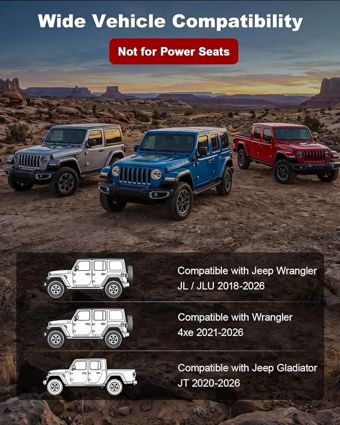 Metal Front Door Pocket Storage Compatible with Jeep Wrangler JL JLU 4XE 2018-2026 Gladiator JT 2020-2026, Side Doors Insert Panels Replaced Pockets Organizer Accessories - 2PCS