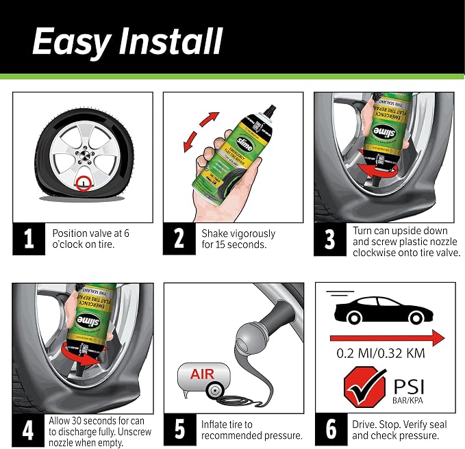 50165 Flat Tire Puncture Repair, Smart Spair Plus, Emergency Kit for Car Tires, Includes Sealant and Tire Inflator Pump, Suitable for Cars and Other Highway Vehicles, 12 Min Fix