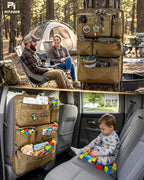 All in One Car Seat Back Organizer Fit Most Cars SUV Trucks Jeeps | Heavy Duty Molle Panel Seat Back Protector with Multi-Pockets Storage, for Tools, Toys, Camping, Travel, Daily Commuting
