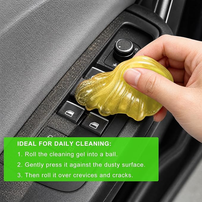 4 PCS Car Cleaning Gels, Reusable Dashboard Dust Removal Slime Auto Detail Cleaner, Universal Cleaning Putty Air Vent Dusting Mud Fits for Vehicles Keyboards Laptops (Green+Pink+Yellow+Blue)